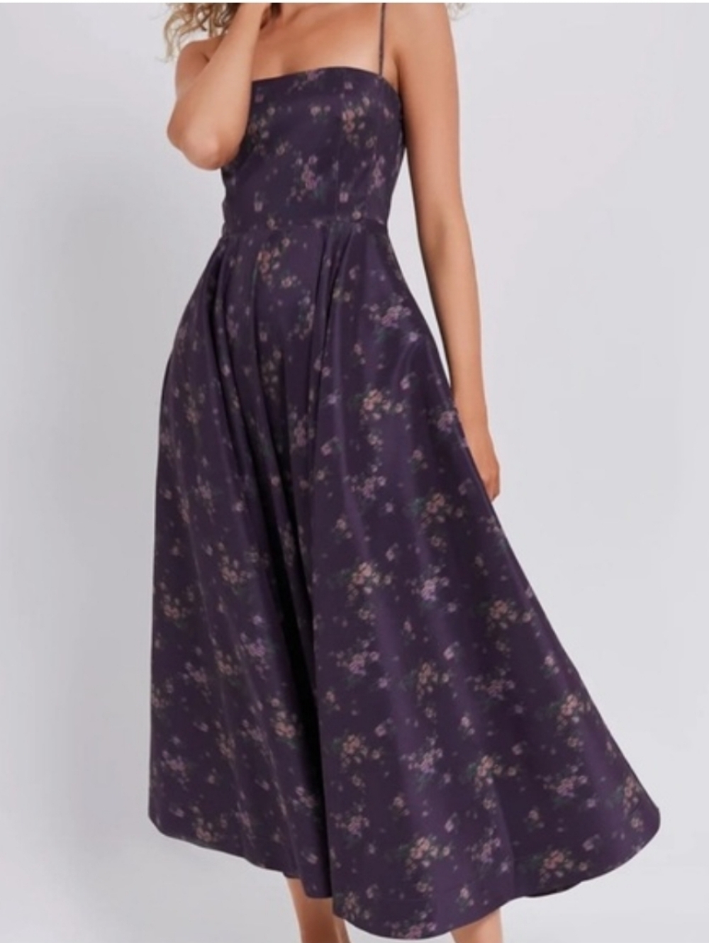 Tuckernuck Strapless Amethist Rosette Plum Floral Fit-and-Flare Dress Siz L